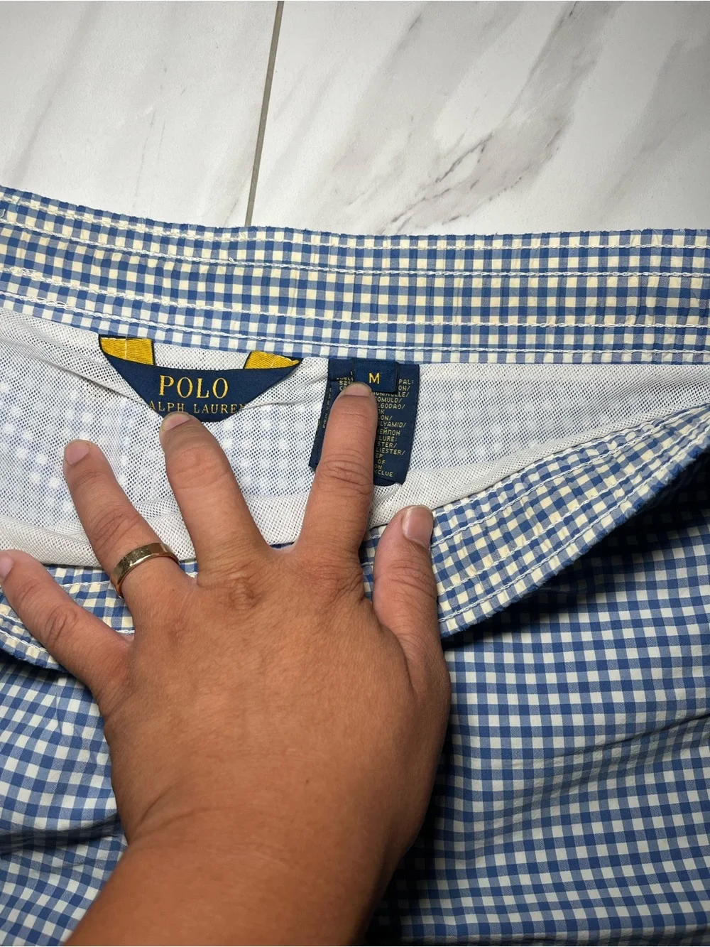 Polo by Ralph Lauren Blue Gingham Swim Shorts